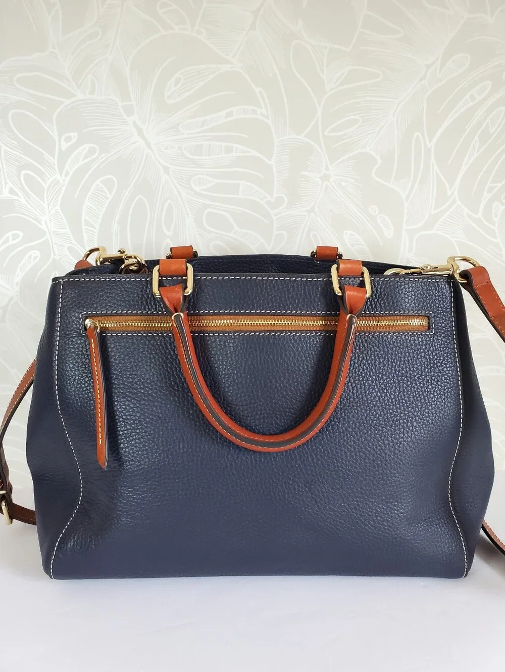 Dooney & Bourke Navy Blue Pebble Leather Satchel
